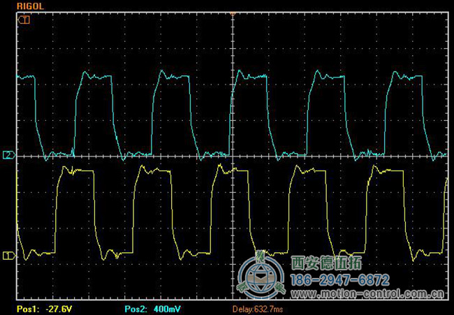 图为增量编码器被干扰时出现毛刺的波形图