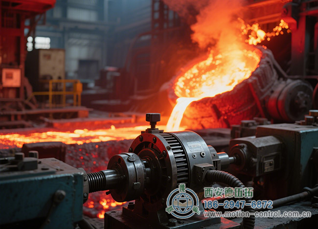 图为编码器在炼钢厂的高温环境下的工作照片